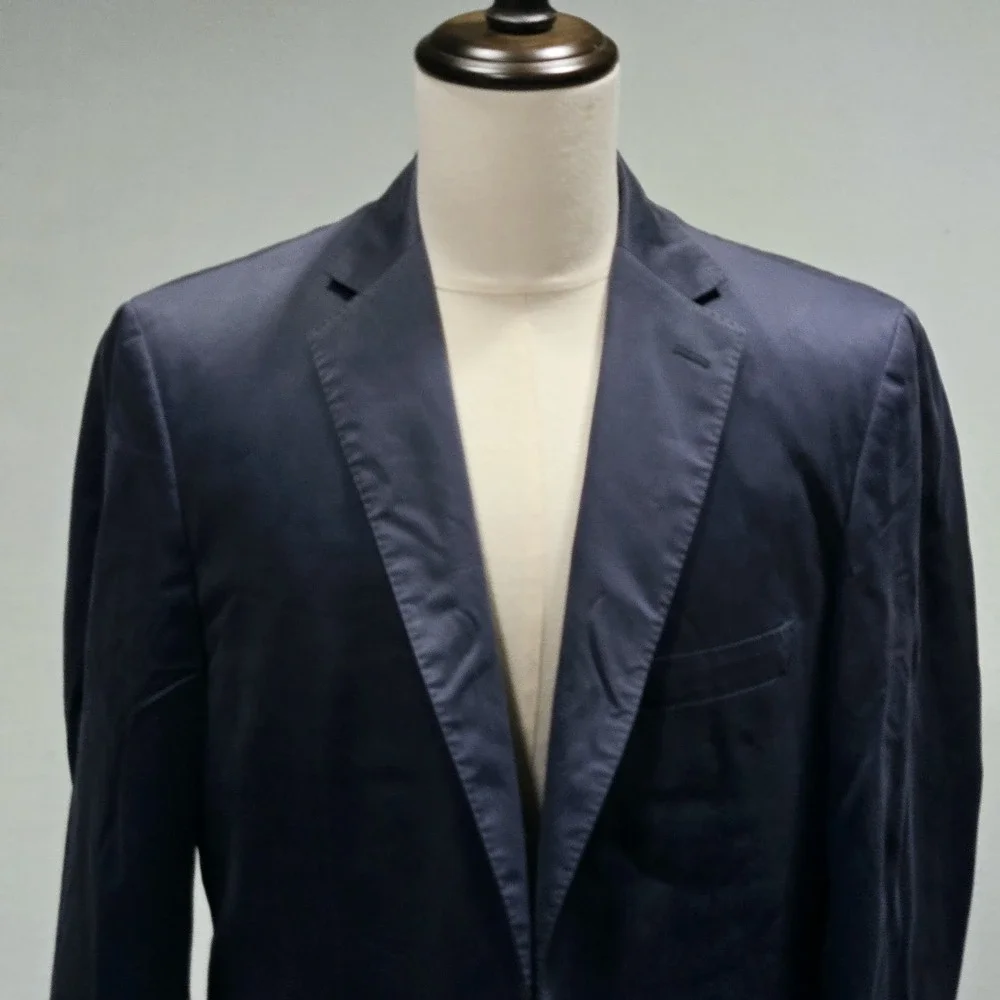 J Hilburn Sport Coat Blazer Wool Jacket Mens Vintage Blue Size 40-42 Lined